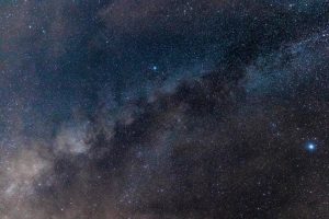 The milky way at night, a dark blue sky decorated with many bright stars.