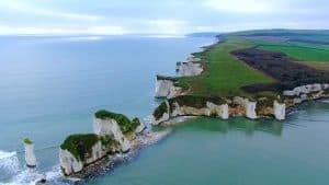 Aerial view of Old Harry Rocks, Studland, Dorset